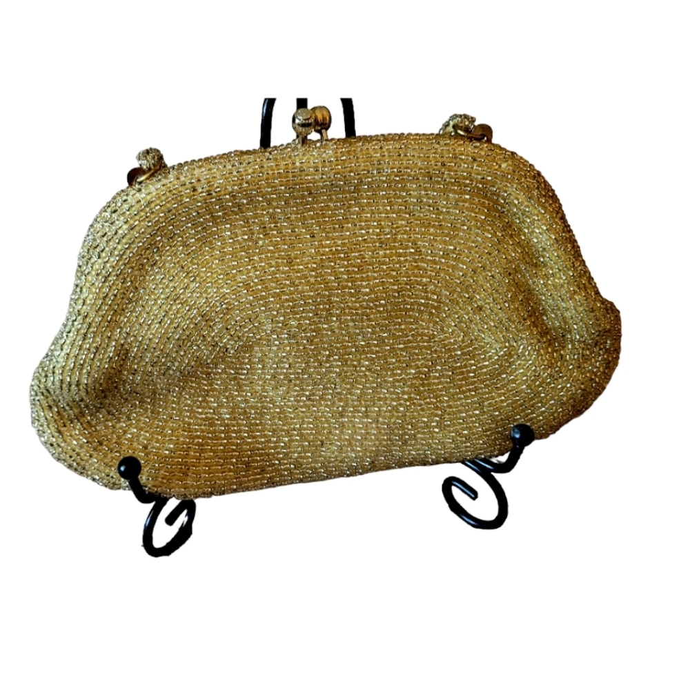 Richere Bag By Walborg Made in Japan Vintage Gold Hand Beaded Evening Bag